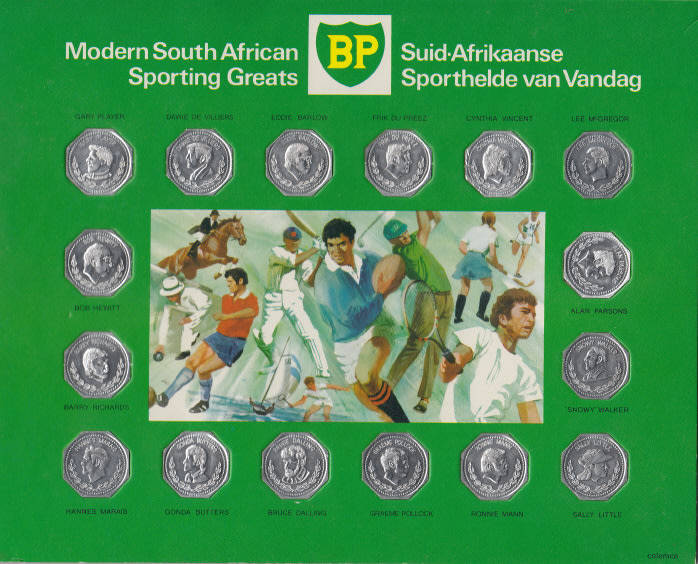 BP Sporting Tokens of South African Sport Heroes of the 1960s and early 1970s