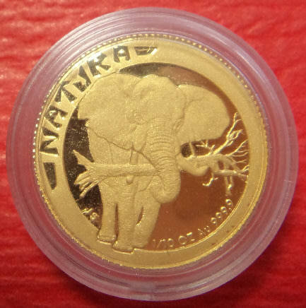 Republic of South Africa: Proof GOLD 1/10 NATURA of 1996 (The Elephant)