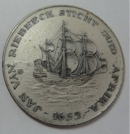 Sterling Silver Medal: Jan van Riebeeck ship Drommedaris (Van Riebeeck Tercentenary 1652-1952)