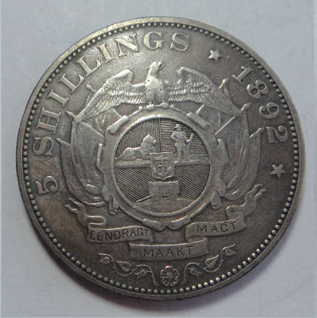 Paul Kruger ZAR: Crown (5/- Single Shaft) of 1892 (VF+ details)