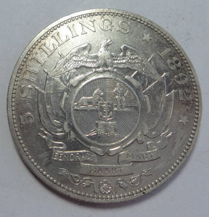 Paul Kruger ZAR: Crown (5/- Double Shaft) of 1892 (XF details)