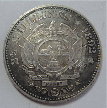 Paul Kruger ZAR: Half Crown (2/6-) of 1892 (Better Grade)