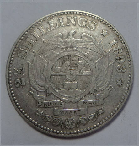 Paul Kruger ZAR: Half Crown (2/6-) of 1893 (Better Grade)