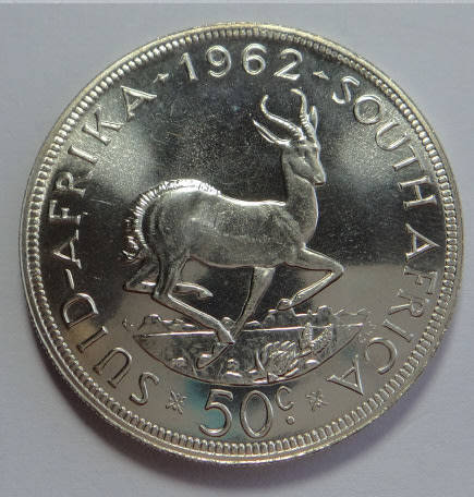 Republic of South Africa: Crown (Silver 50c) of 1962 (Proof Condition)