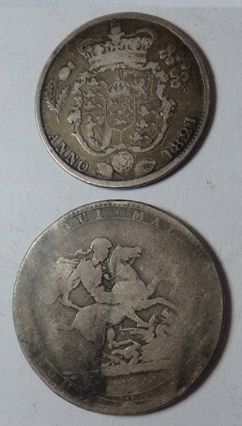 Great Britain: King George IIII Half Crown and King George III Crown