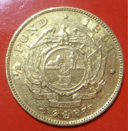 Paul Kruger ZAR: GOLD Half-Pond of 1894