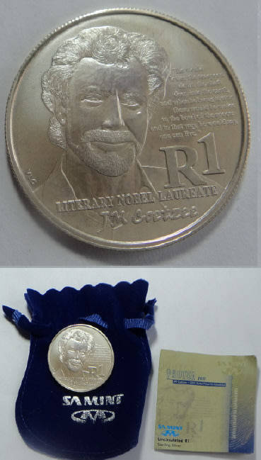 Republic of South Africa: Uncirculated Silver R1 of 2011 (J.M. Coetzee)