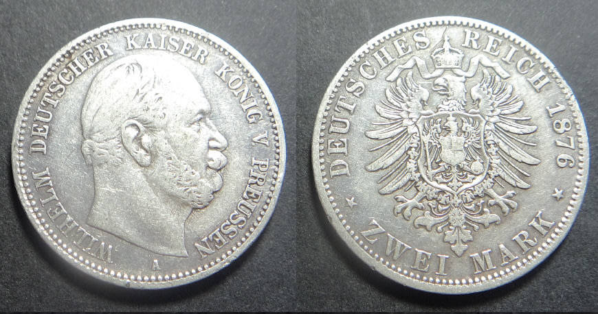 German Reich: Silver Two-Mark of 1876 (A)