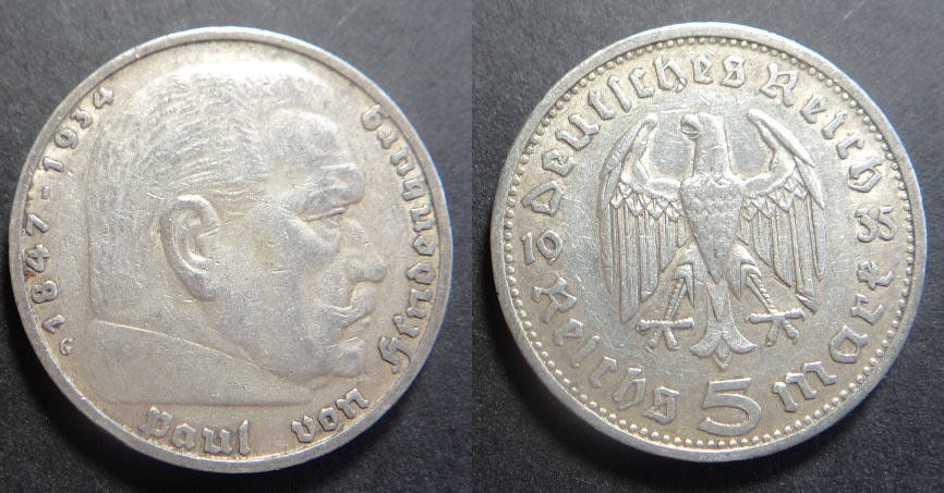 German Reich: Silver Five-Mark of 1935 (G)
