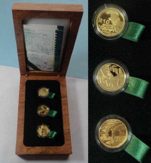 Republic of South Africa: 2011/2012/2013 GOLD 1/10th OZ R10 Natura Proof Set