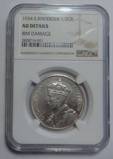 Southern Rhodesia: Silver Half Crown of 1934: NGC graded AU Details