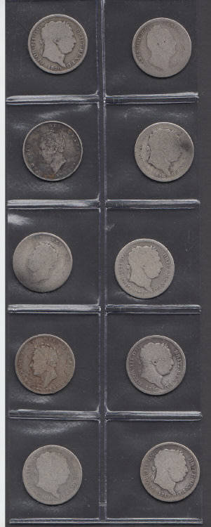 Great Britain: Ten SILVER Shillings struck before the reign of Queen Victoria
