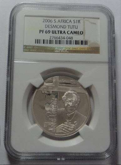 Republic of South Africa: Silver R1 of 2006 (Tutu) NGC PF 69 Ultra Cameo