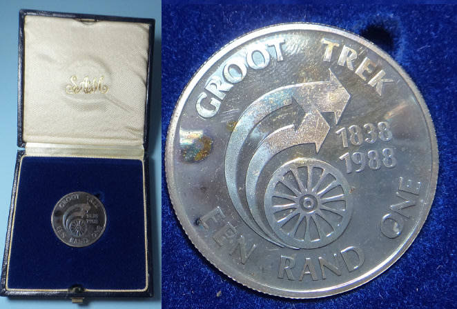 Republic of South Africa: Silver Proof R1 of 1988 (Great Trek) 2 available