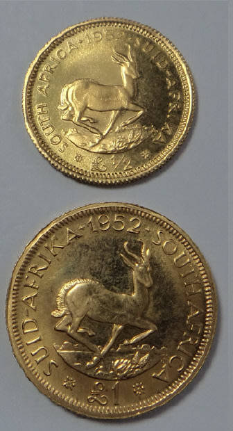 Union of South Africa: GOLD Proof Half & One Pound of 1952