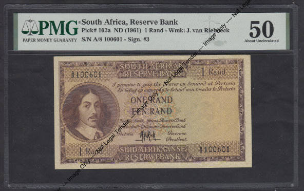 Republic of South Africa: R1 of 1961 (PMG 50 About Uncirculated)