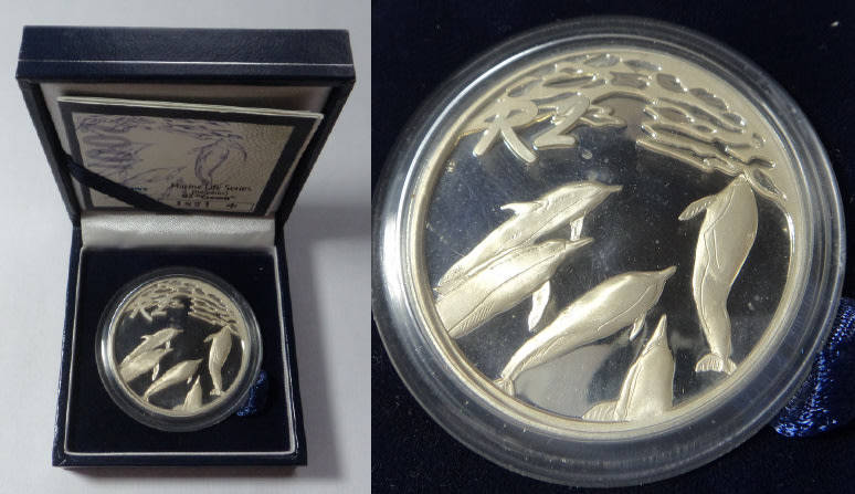 Republic of South Africa: Proof Silver R2 Crown of 2001 (Dolphins)