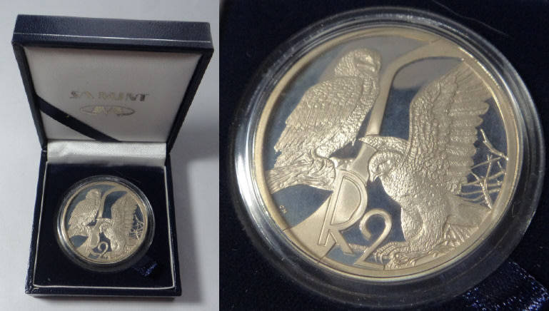 Republic of South Africa: Proof Silver R2 Crown of 2003 (Eagles)