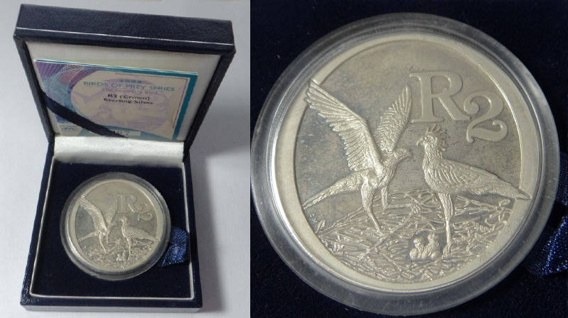 Republic of South Africa: Proof Silver R2 Crown of 2006 (Secretary Bird)