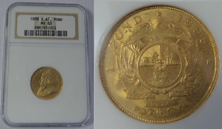 Paul Kruger ZAR: GOLD POND of 1898, NGC graded MS 63