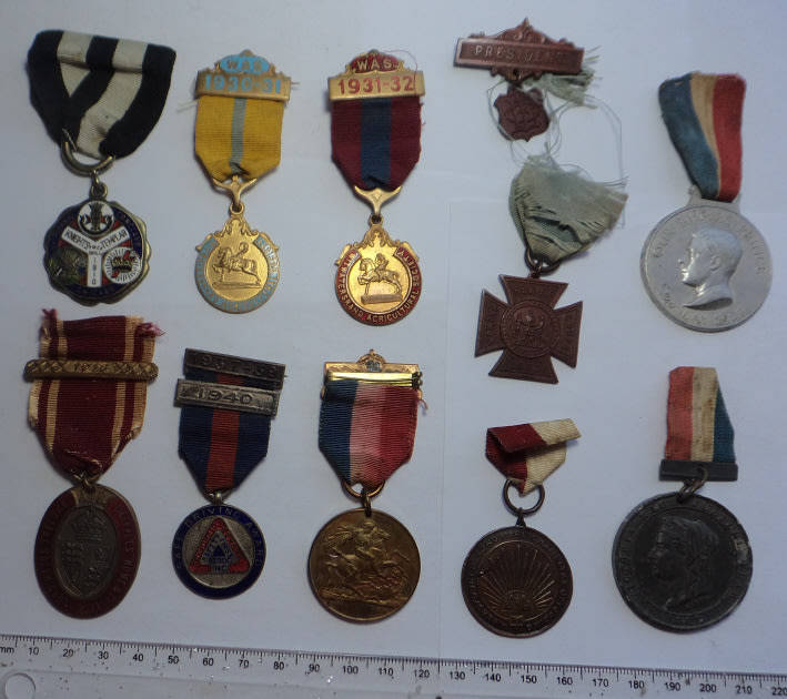Collection of 10 Medals with ribbons from Victorian times onwards