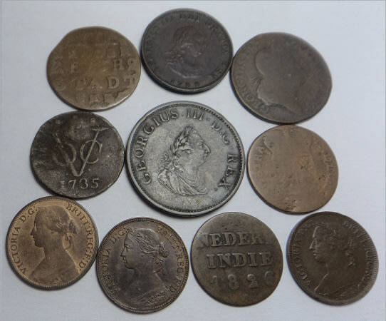 Great Britain & The Netherlands: Collection of 10 Copper Coins from the 1700s & 1800s