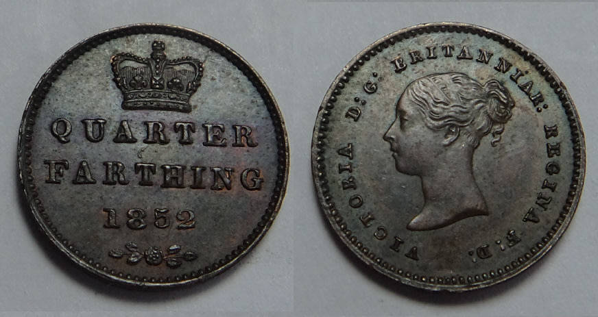 Great Britain, Queen Victoria,  Quarter Farthing 1852 (Uncirculated)