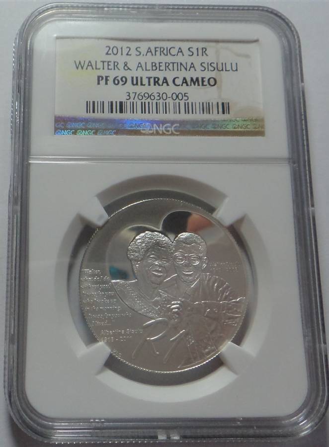 Rep. of S. Africa: Silver R1 of 2012 (Sisulus) NGC graded PF 69 Ultra Cameo
