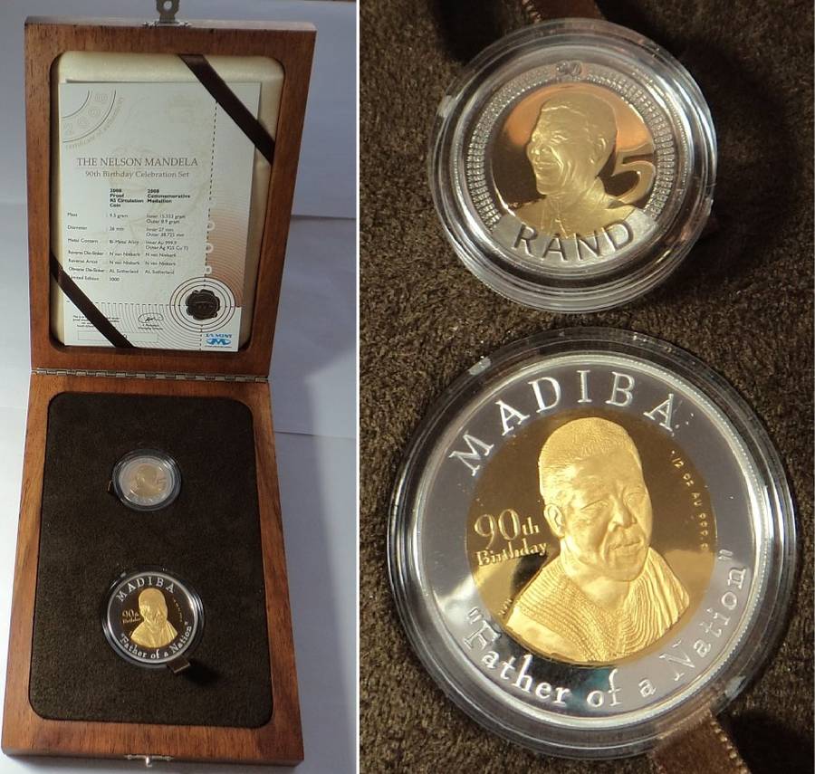 Rep. of South Africa: Mandela 90th Birthday Bi-Metal Set 2008 (1/2 Oz GOLD)