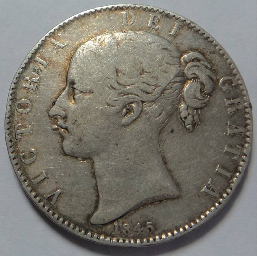Great Britain: Silver Crown (5/-) Queen Victoria (Young Head) 1845