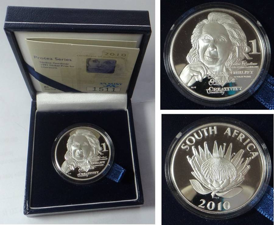 Republic of SA: Proof Silver R1 of 2010 (Nadine Gordimer)