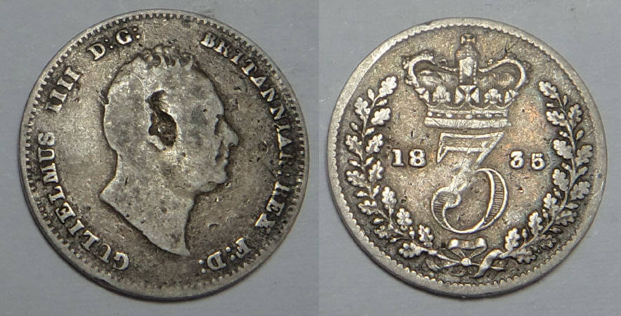 Great Britain, King William IIII, Silver 3 Pence of 1835