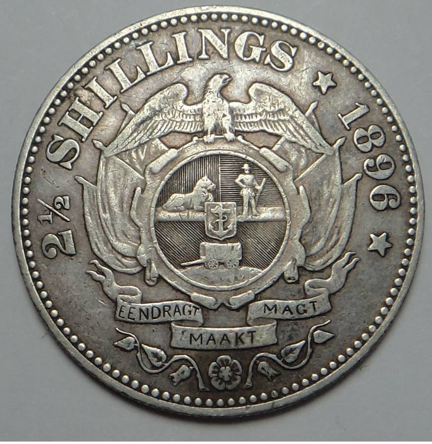 Paul Kruger ZAR, Silver Half Crown (2/6-) of 1896