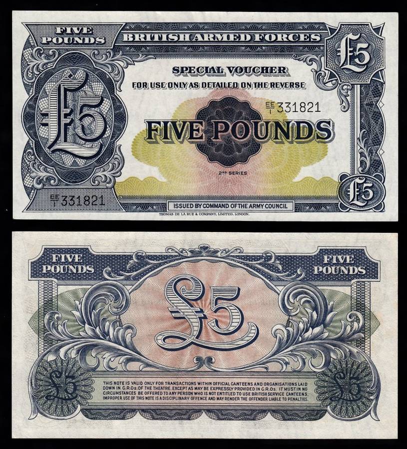British Armed Forces: Five Pound Note (2 available)