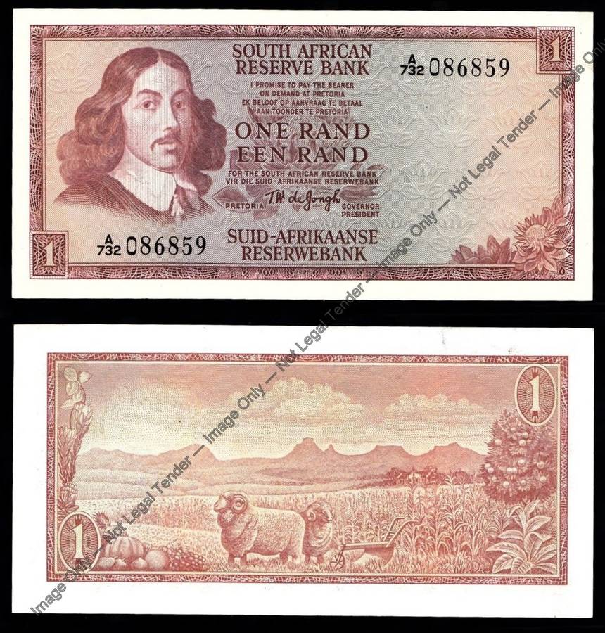 RSA A-series R1 of 1972 (Springbok Watermark)