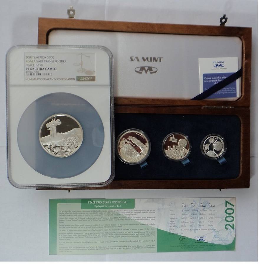 Peace Park Proof Set 2007 (Kgalagadi): 50c graded NGC PF 69 Ultra Cameo