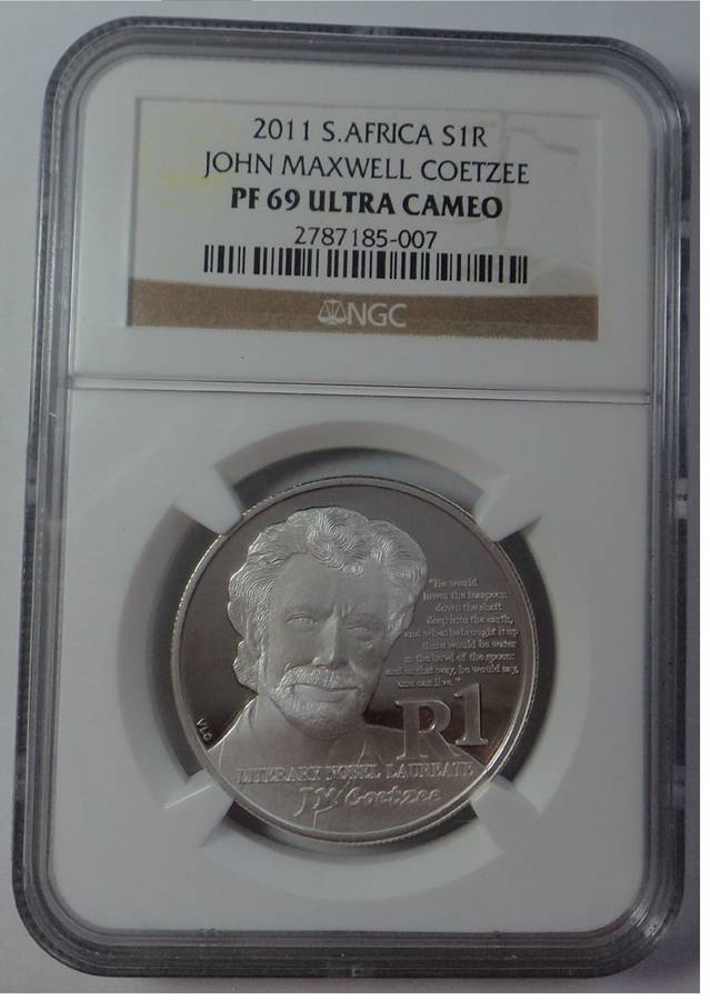 RSA Silver Proof R1 of 2011 (JM Coetzee) NGC PF 69 Ultra Cameo