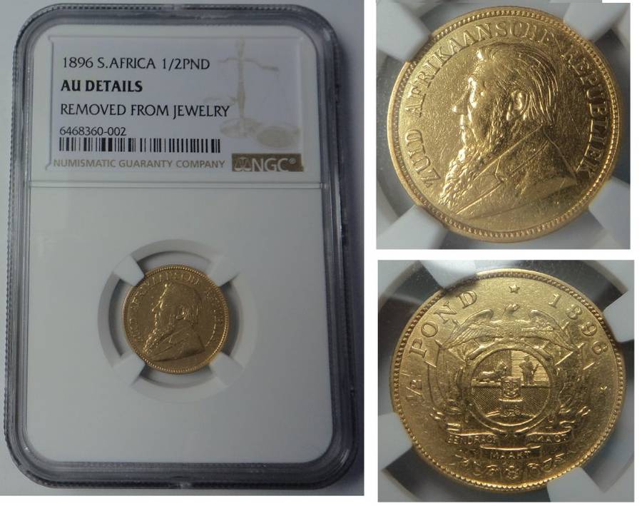 Paul Kruger ZAR: GOLD Half Pond 1896: NGC AU details