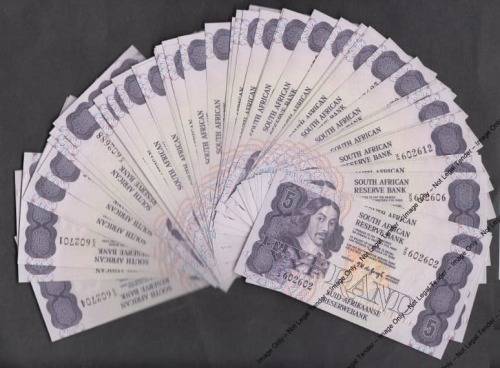 Republic of South Africa: TW de Jongh R5, X3 Replacement Note Sequential Run