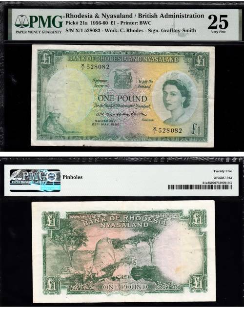 Southern Rhodesia: Pick 21a 1956-60 Pound: PMG 25 Very Fine