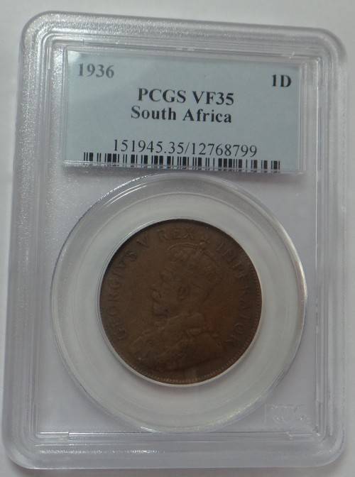 SA Union: One Penny 1936: PCGS VF 35