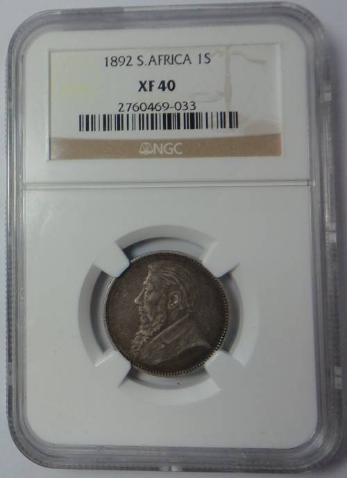 Paul Kruger ZAR : Shilling of 1892, NGC graded XF 40