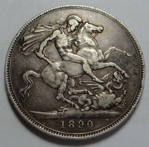 Great Britain: Queen Victoria Silver Crown (5/-) of 1890 (coin 1 of 2)