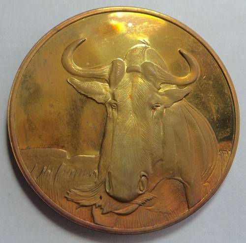 Sterling Silver Medal: Wildlife Society 50th Anniversary: Wildebeest