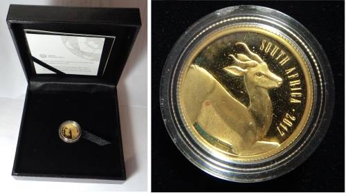 Republic of South Africa: 2017 R10 Proof Gold Natura 1/10th OZ