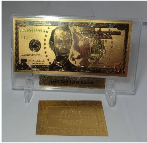 USA: 24K Gold Banknote: 5 Dollars