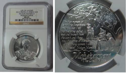 RSA: Silver R1 of 2013 (Nelson Mandela) NGC MS 69
