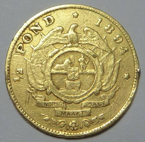 Paul Kruger ZAR Gold Half Pond of 1894