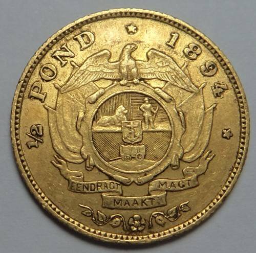 Paul Kruger ZAR: Gold Half Pond of 1894