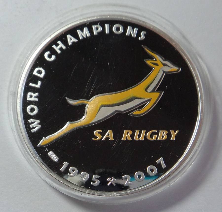 Mandela & Springboks World Champions 1995 & 2007 (Silver 2 OZ)